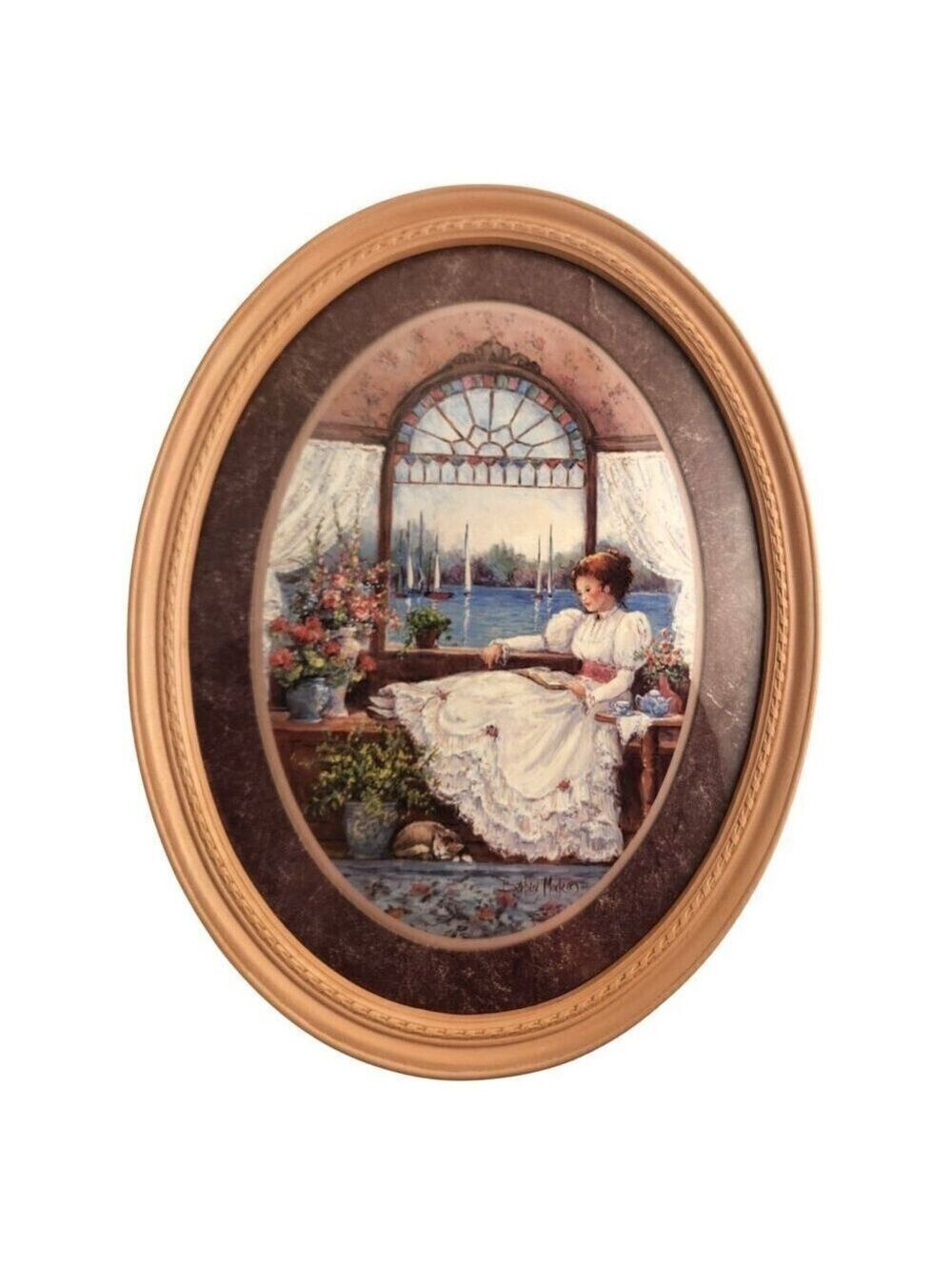 Barbara Mock Lady in the Window 1981 Oval Wall Art